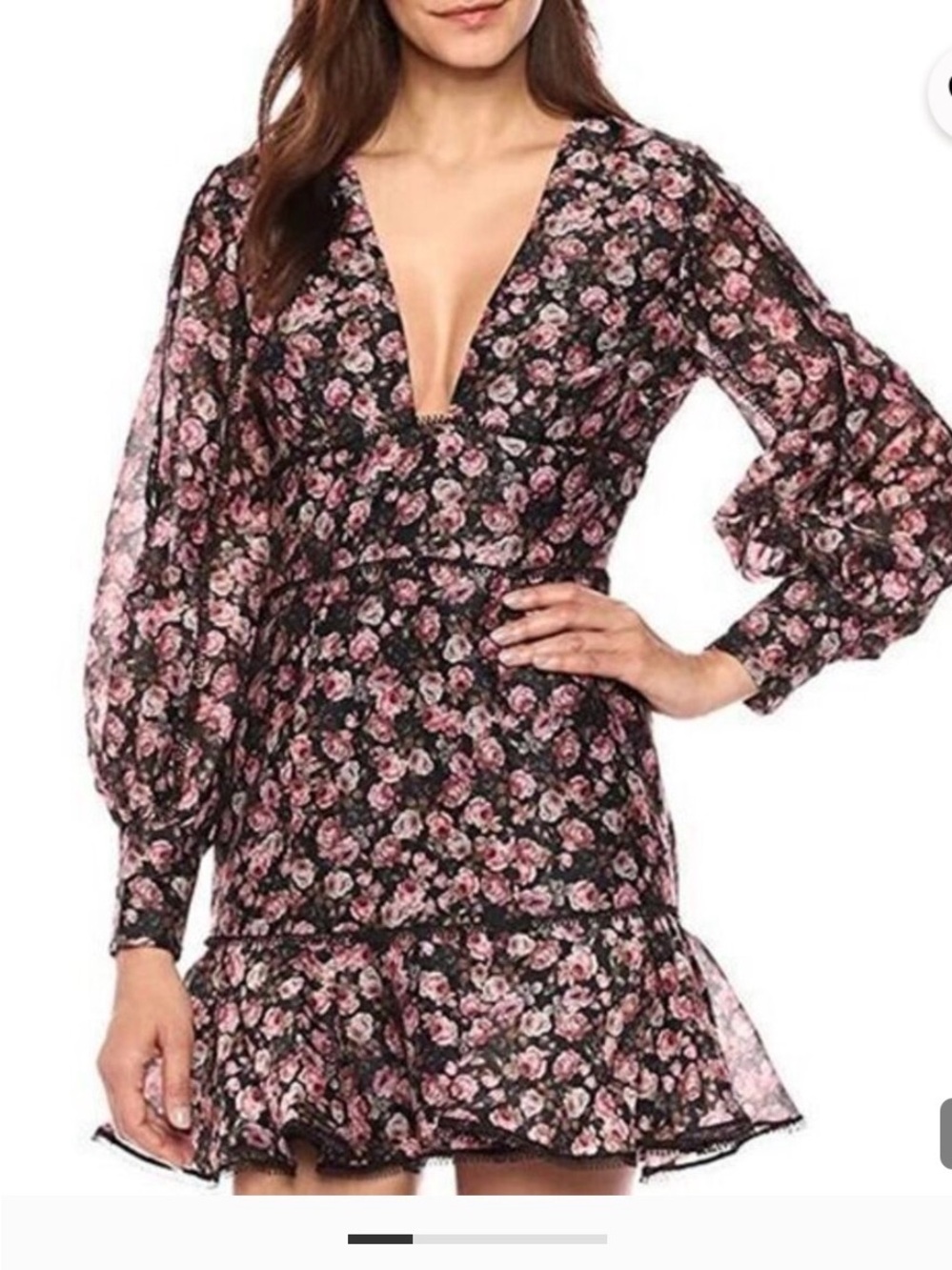 KEEPSAKE the Label Black Mini Dress with Pink Floral Print